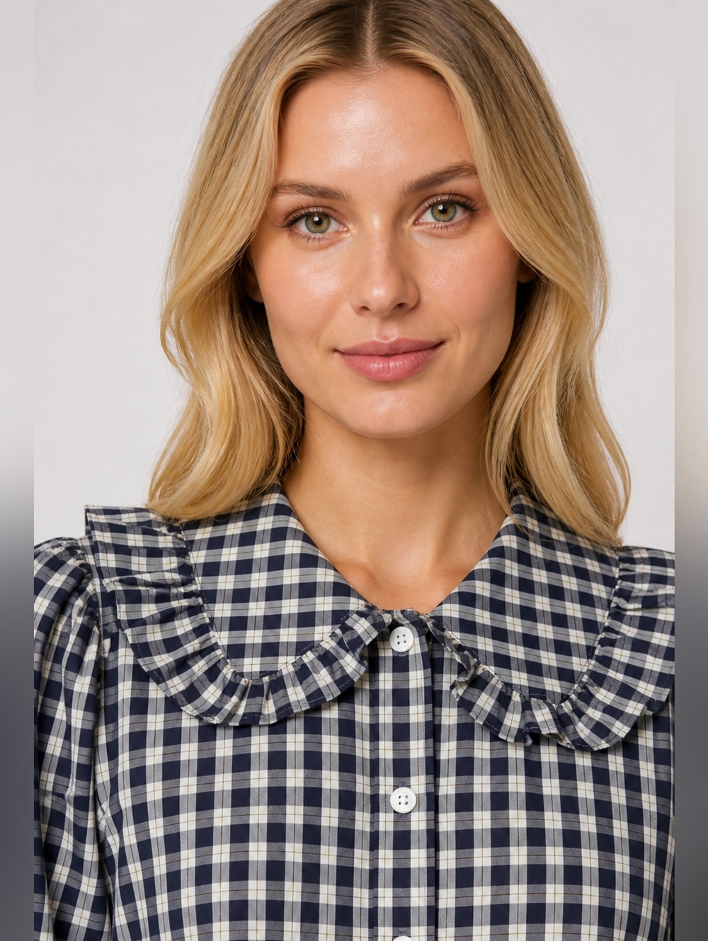 Levi’s Gingham Mira Dress | Ruffle Collar | Navy & White | Cottagecore | Size M - Picture 16 of 16